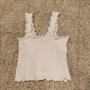 white crop tank top with ruffles